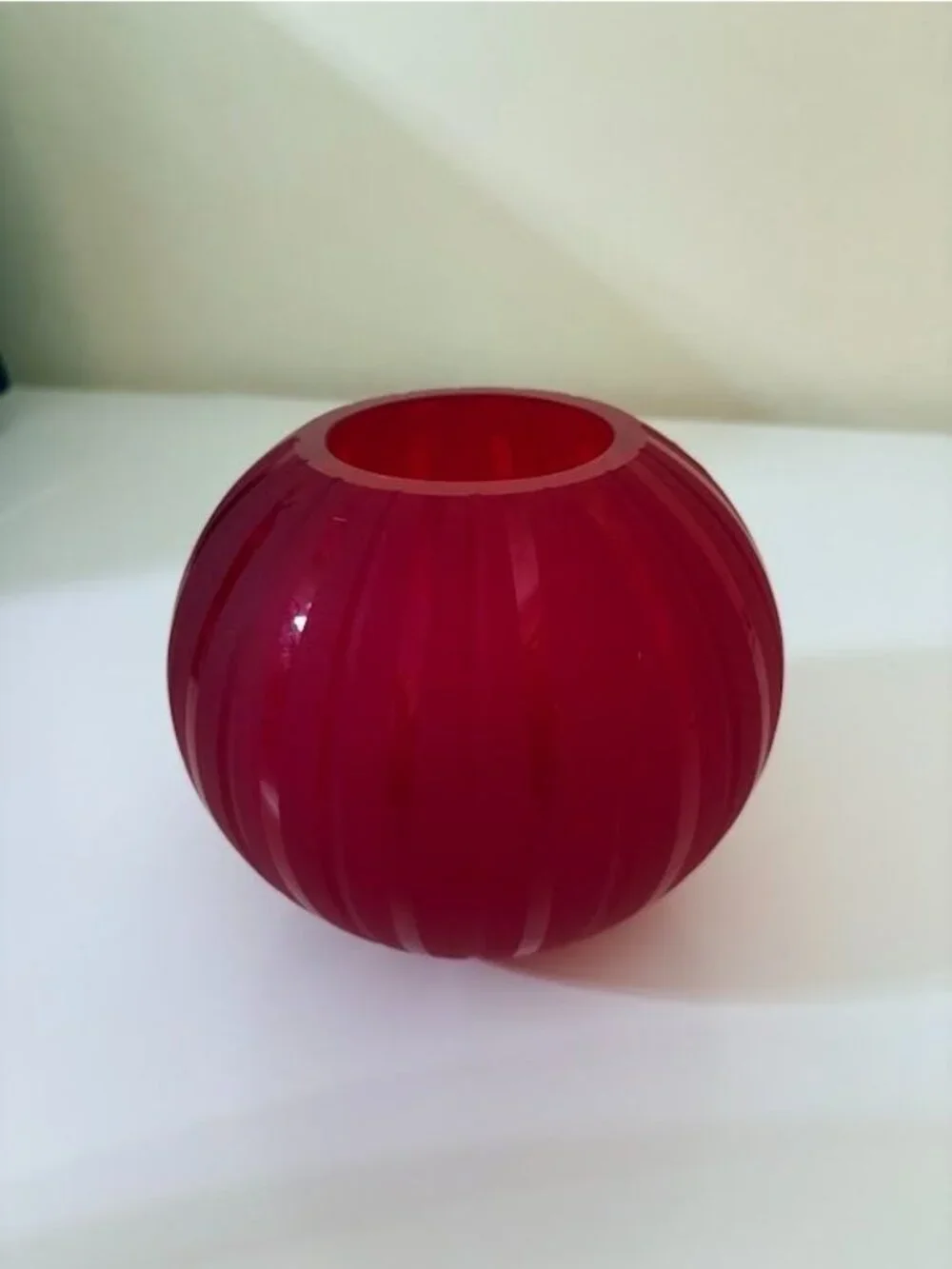 Evolution By Waterford Red Frosted Glass Vase 6